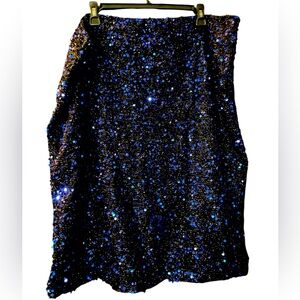 SHEIN Black and Blue Sequin Midi Pencil Skirt